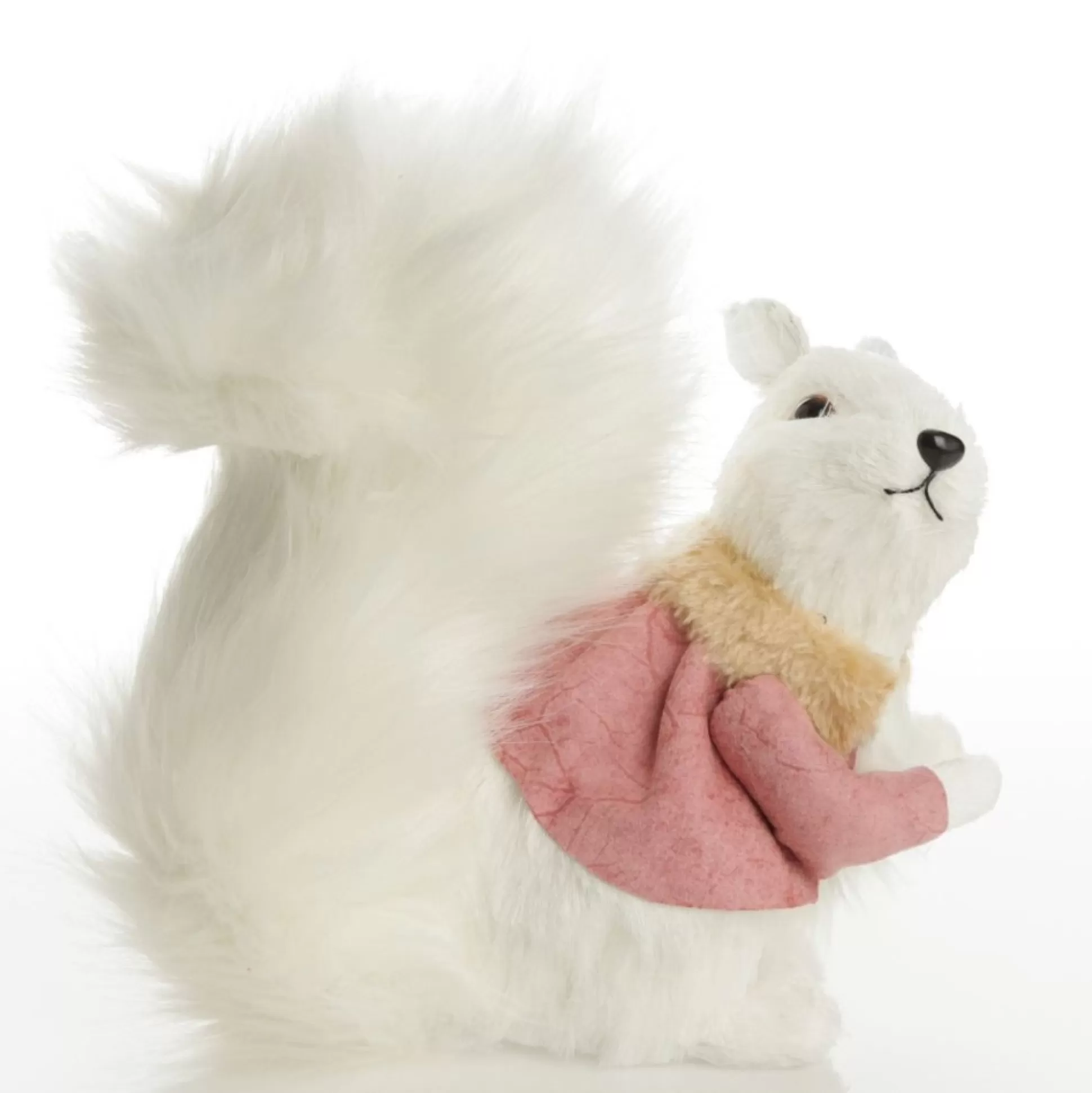 White Squirrel with Bushy Tail and Pink Jacket Christmas Birds And Animals |