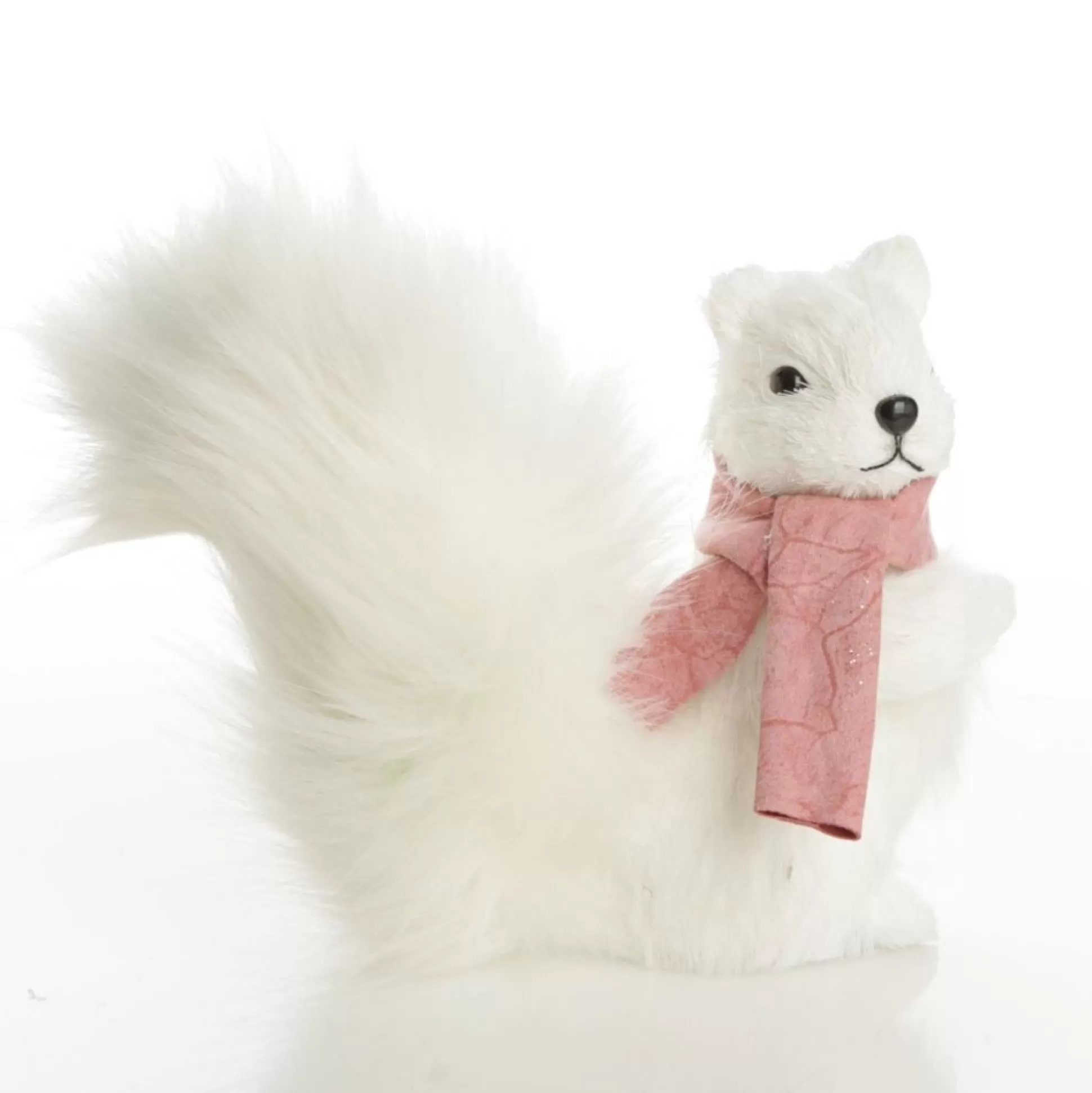 White Squirrel with Bushy Tail and Pink Scarf Christmas Birds And Animals |