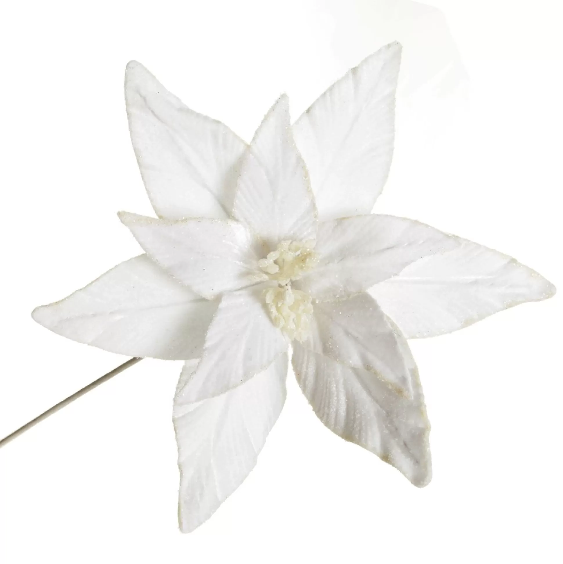 White Velvet Poinsettia Flower Stem Christmas Flowers |