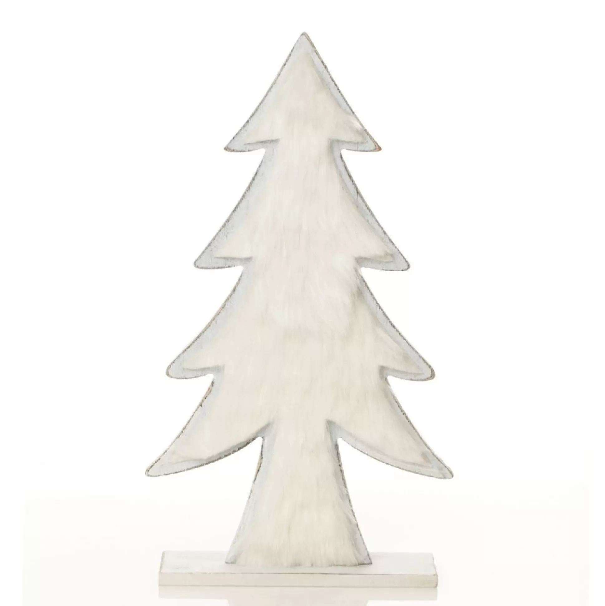 White Washed Wood Tree with White Fur Table Top Christmas Trees |