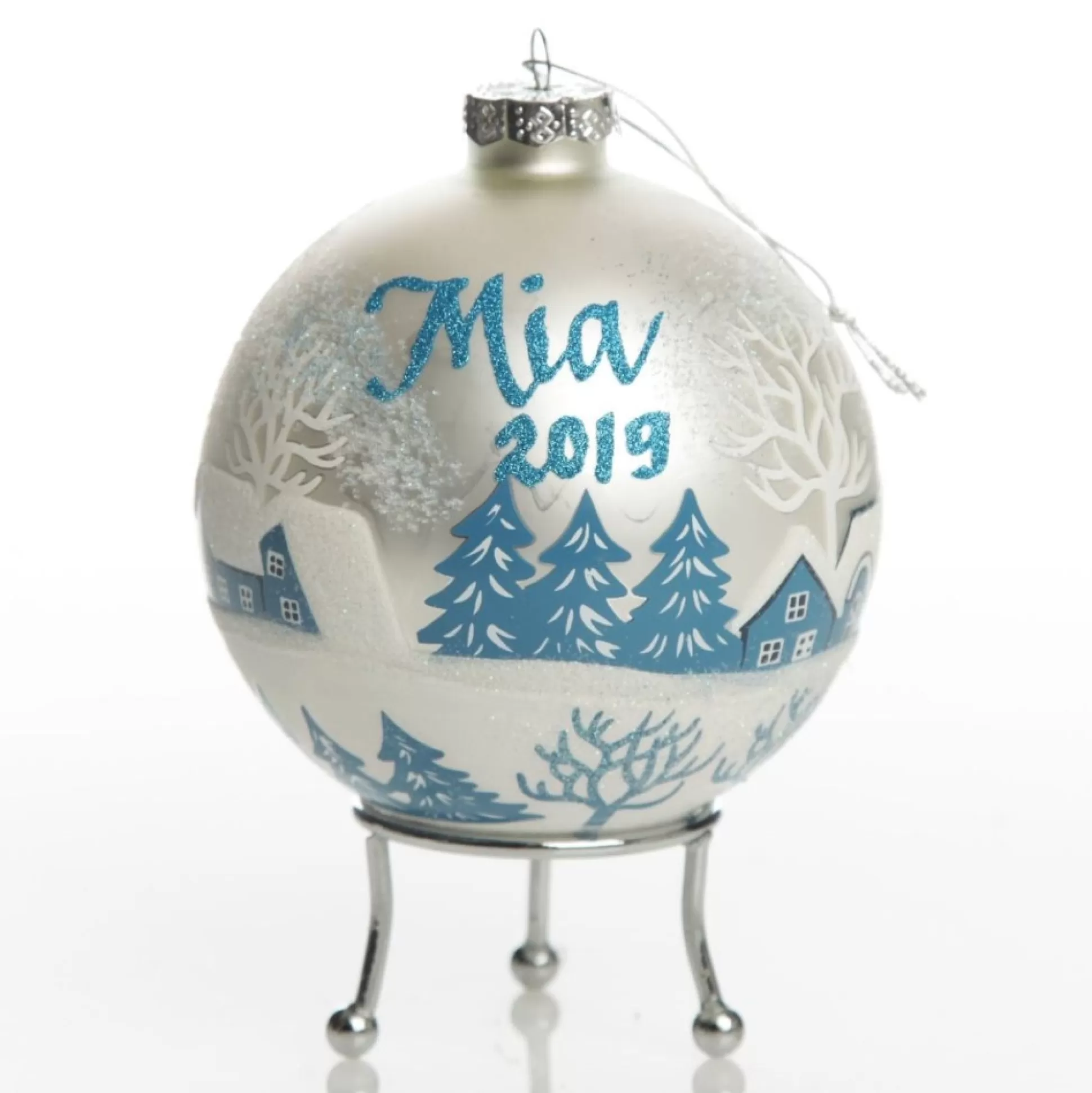 White Winter Church Christmas Bauble Personalised Baubles |