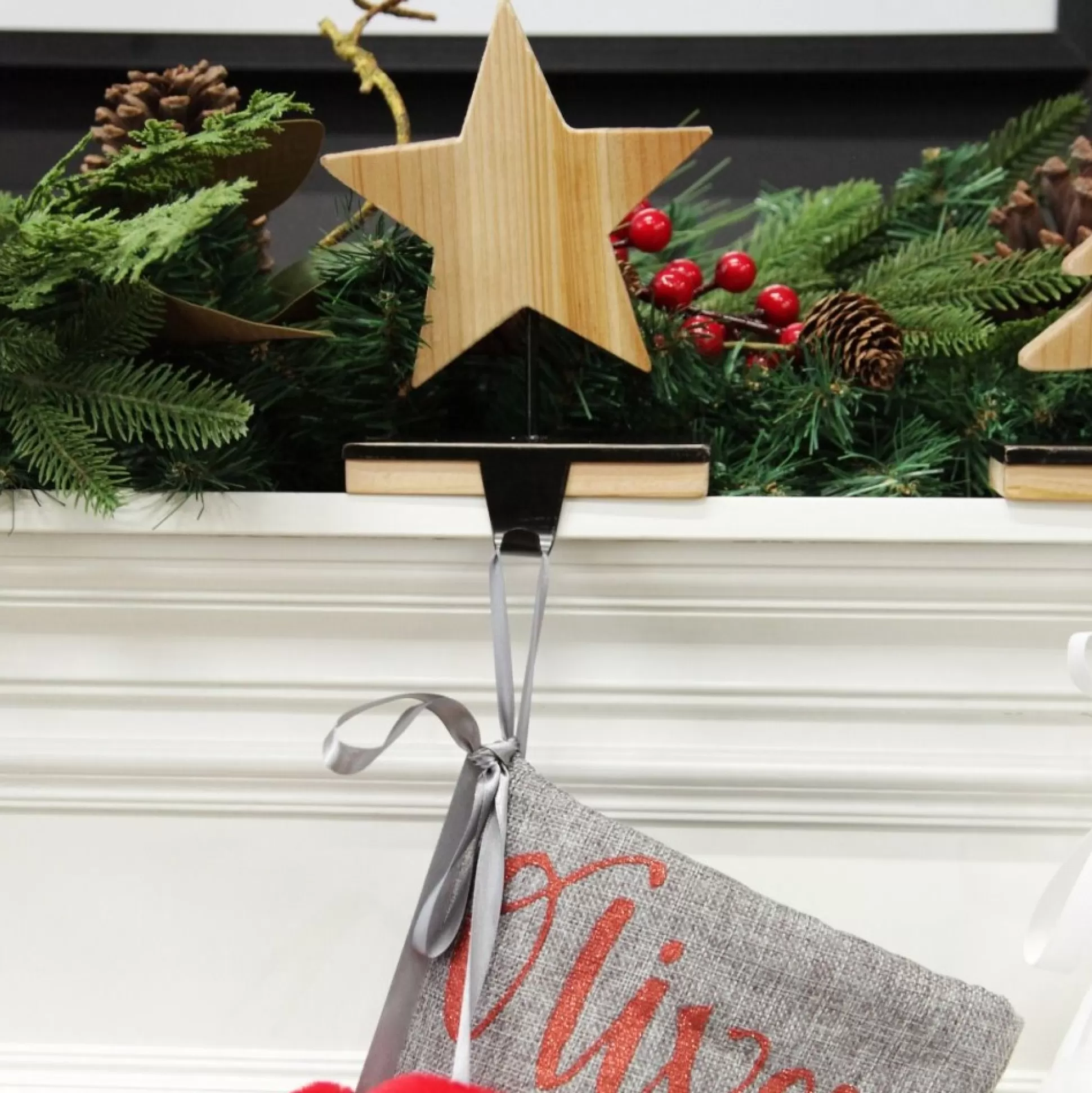 Wood Star Christmas Stocking Hanger Stocking Hangers |