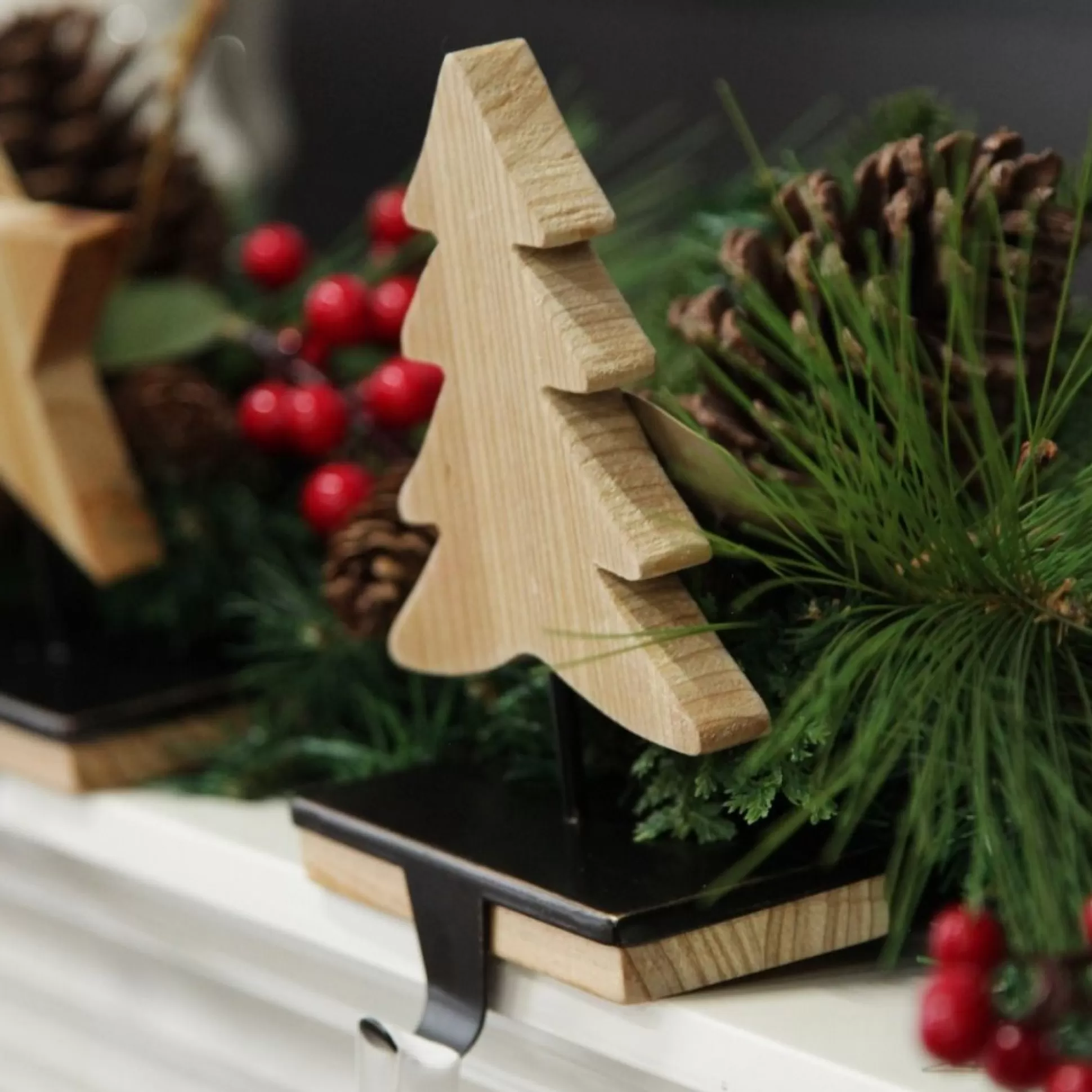 Wood Tree Christmas Stocking Hanger Stocking Hangers |