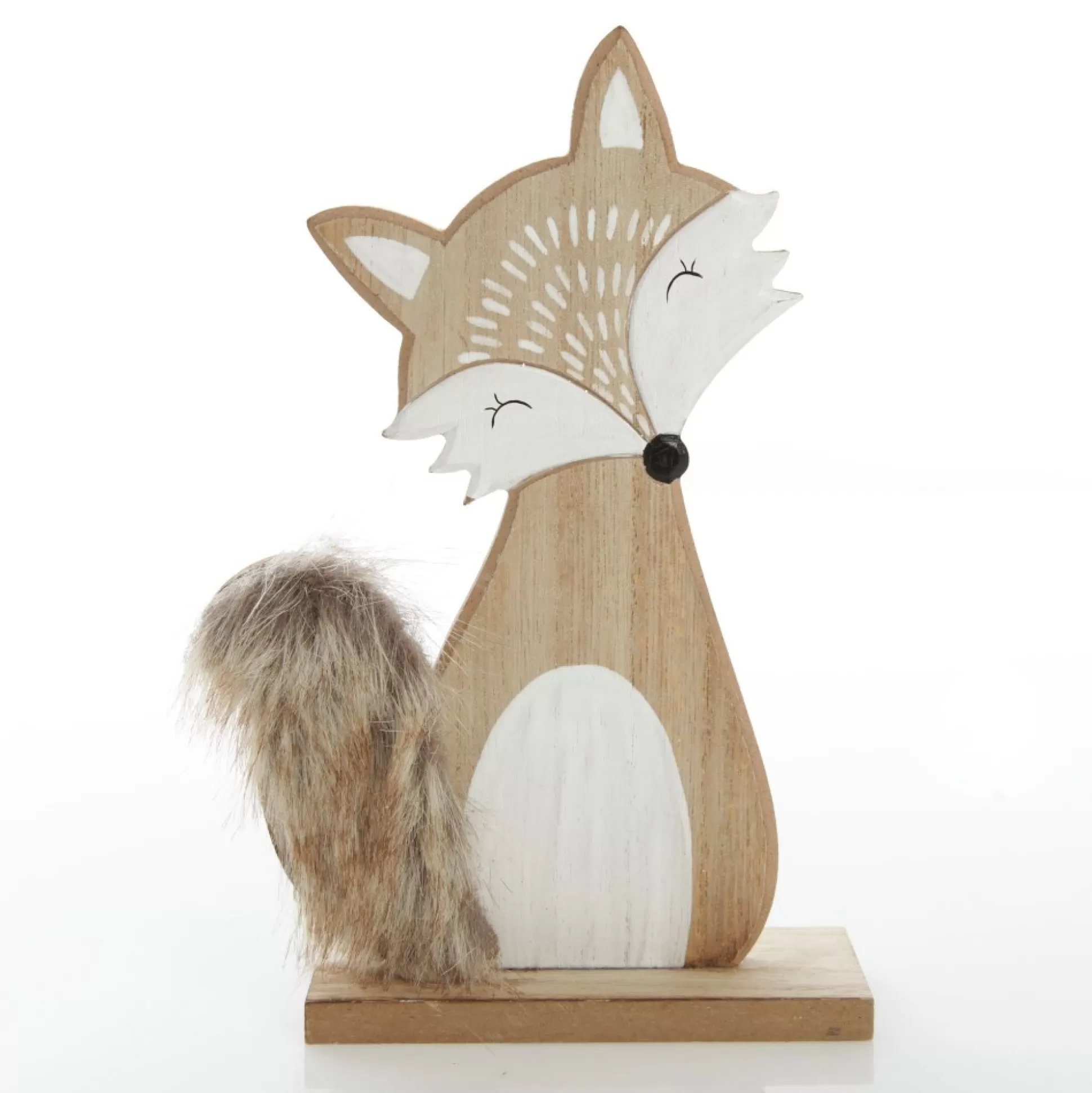 Wooden Fox Ornament with Bushy Tail Christmas Birds And Animals |
